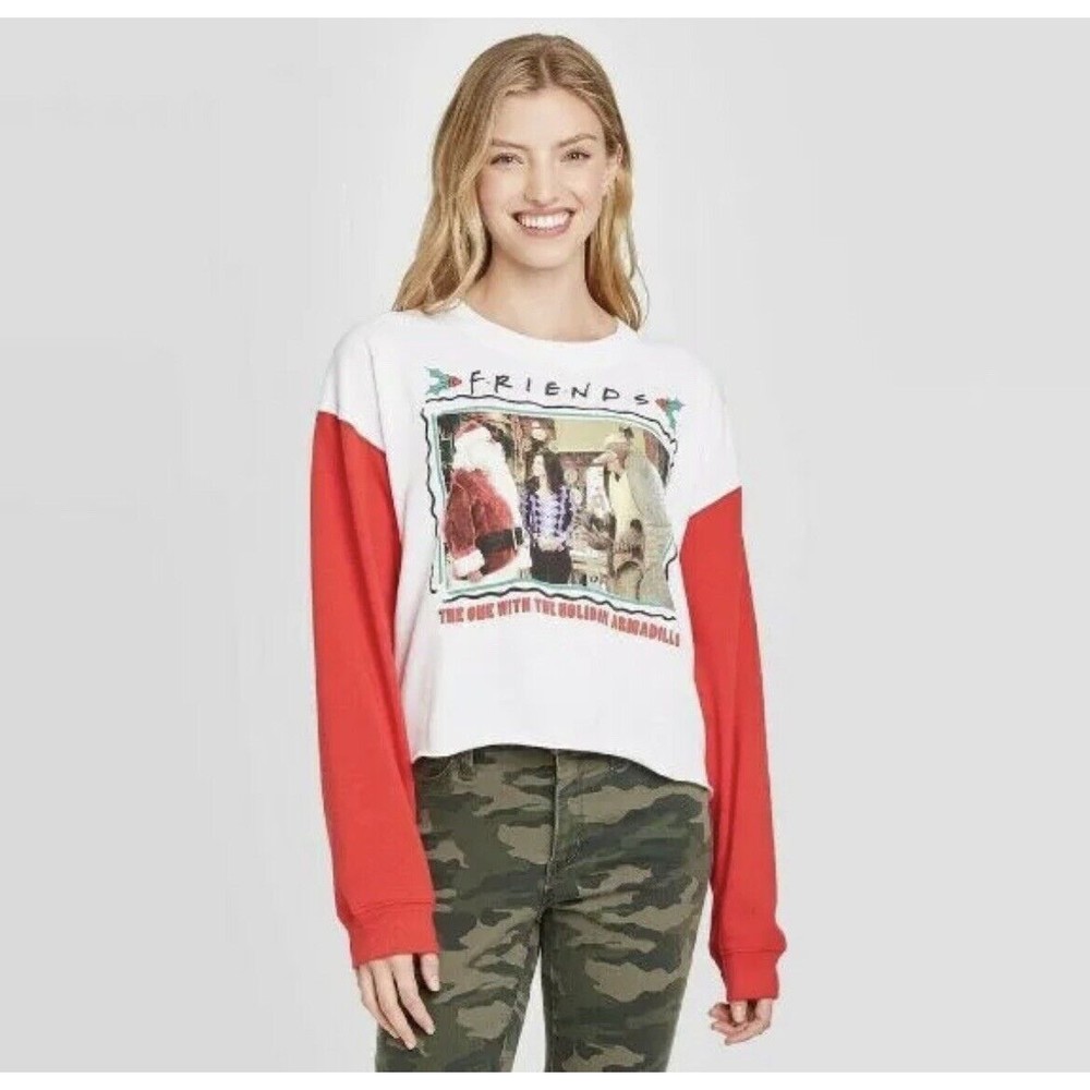 Women's Friends Armadillo Ugly Holiday Graphic Sweatshirt‎ - White S